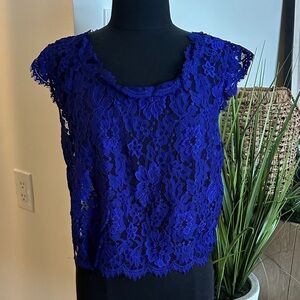 BEDO Royal blue lace top with cap sleeves - Large